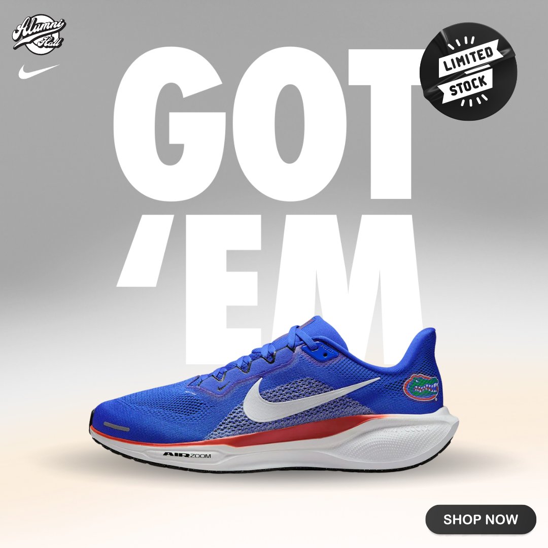 JUST DROPPED: Florida Nike Zoom Pegasus 41 👟 Limited quantities available.  Get yours in-store or online NOW!
alumnihall.com/florida-gators