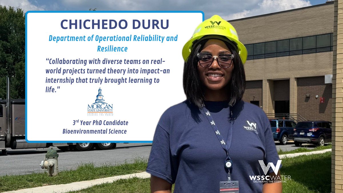 WSSC Water (@wsscwaternews) on Twitter photo Chichedo Duru, a 3rd-year Ph.D. powerhouse at <a href="/MorganStateU/">Morgan State University</a> , is making waves this summer - teaming up on real-world projects, learning what keeps water flowing 24/7, and she’s happily soaking up every part of the journey.
#NationalInternDay
#InternTakeover Chichedo Duru, a 3rd-year Ph.D. powerhouse at <a href="/MorganStateU/">Morgan State University</a> , is making waves this summer - teaming up on real-world projects, learning what keeps water flowing 24/7, and she’s happily soaking up every part of the journey.
#NationalInternDay
#InternTakeover