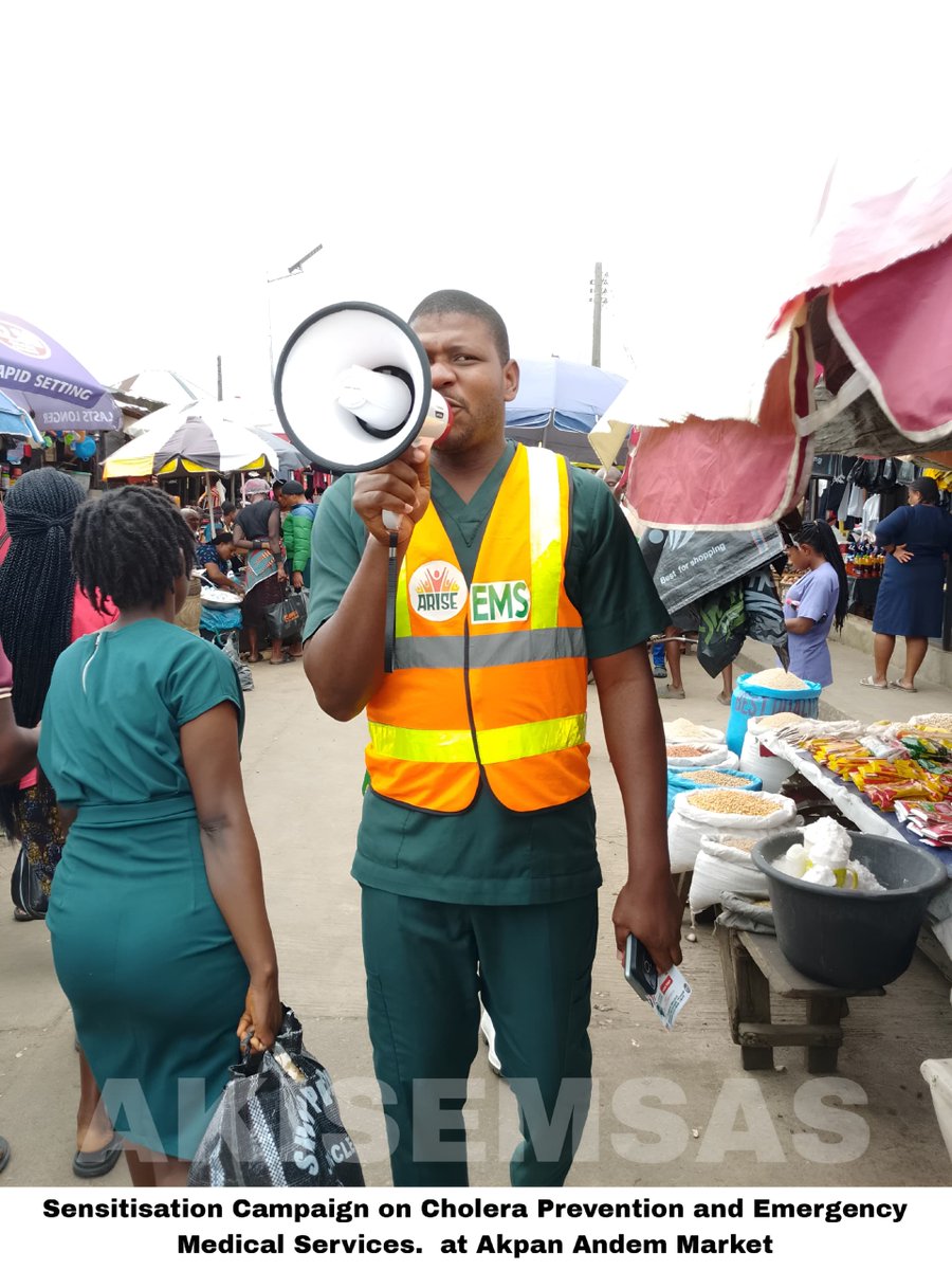 akisemsas's tweet photo. The Akwa Ibom State Emergency Operations Centre (EOC) today embarked on a joint sensitization and public awareness campaign on Cholera Prevention and Control, as well as the services provided by the Akwa Ibom State Emergency Medical Services and Ambulance Systems (AKISEMSAS). https://t.co/Ps6YRmM496