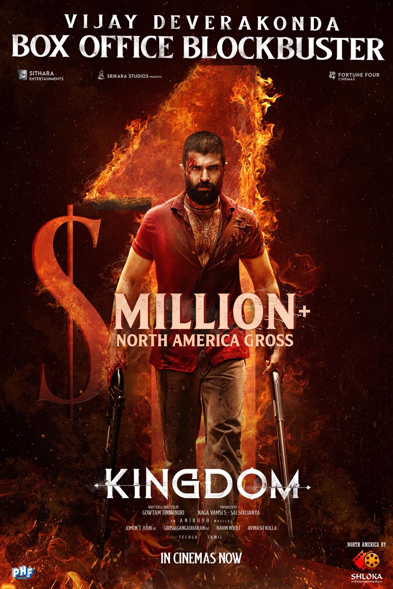 #Kingdom has gone full RAMPAGE MODE 🔥🔥🔥🔥
The response is massive. The emotion? Beyond words. ❤️‍🔥

North America Gross $1M+ &amp; Counting 💥💥💥💥

IN CINEMAS NOW ❤️❤️

North America Release by <a href="/ShlokaEnts/">Shloka Entertainments</a>

#BoxOfficeBlockbusterKingdom

<a href="/TheDeverakonda/">Vijay Deverakonda</a> <a href="/anirudhofficial/">Anirudh Ravichander</a> <a href="/gowtam19/">Gowtam Tinnanuri</a>