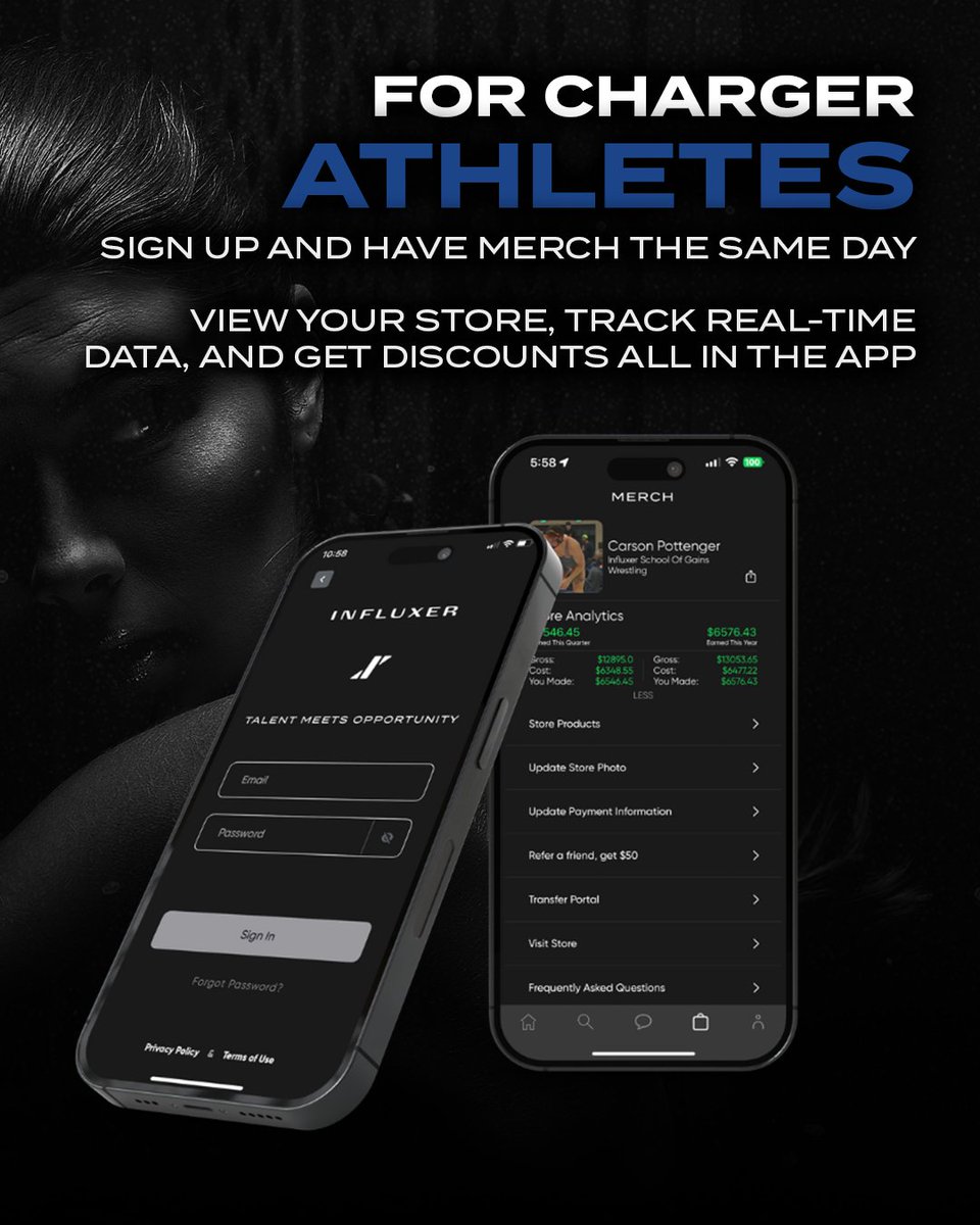⚡ Student-athletes: We’ve partnered with <a href="/INFLUXERAPP/">Influxer</a>, giving you the opportunity to monetize on your name, image, and likeness (NIL). Get signed up today so your fans can purchase personalized merchandise!