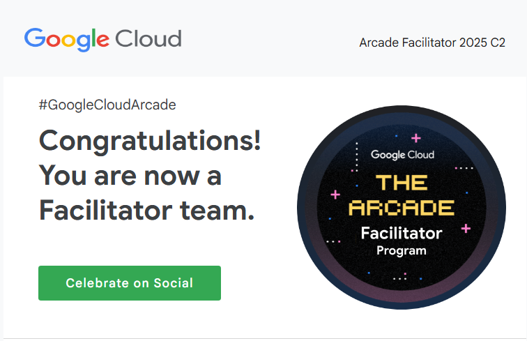 arghamallick24's tweet photo. 🎉 Selected as a Google Cloud Facilitator once again! Connect with us to learn and win Google Cloud branded swags.
Join our Community: https://t.co/yuv478jlEw

#GoogleCloudReady #GoogleCloudArcade #SkillsBoostArcade https://t.co/EhyRE3hD8K