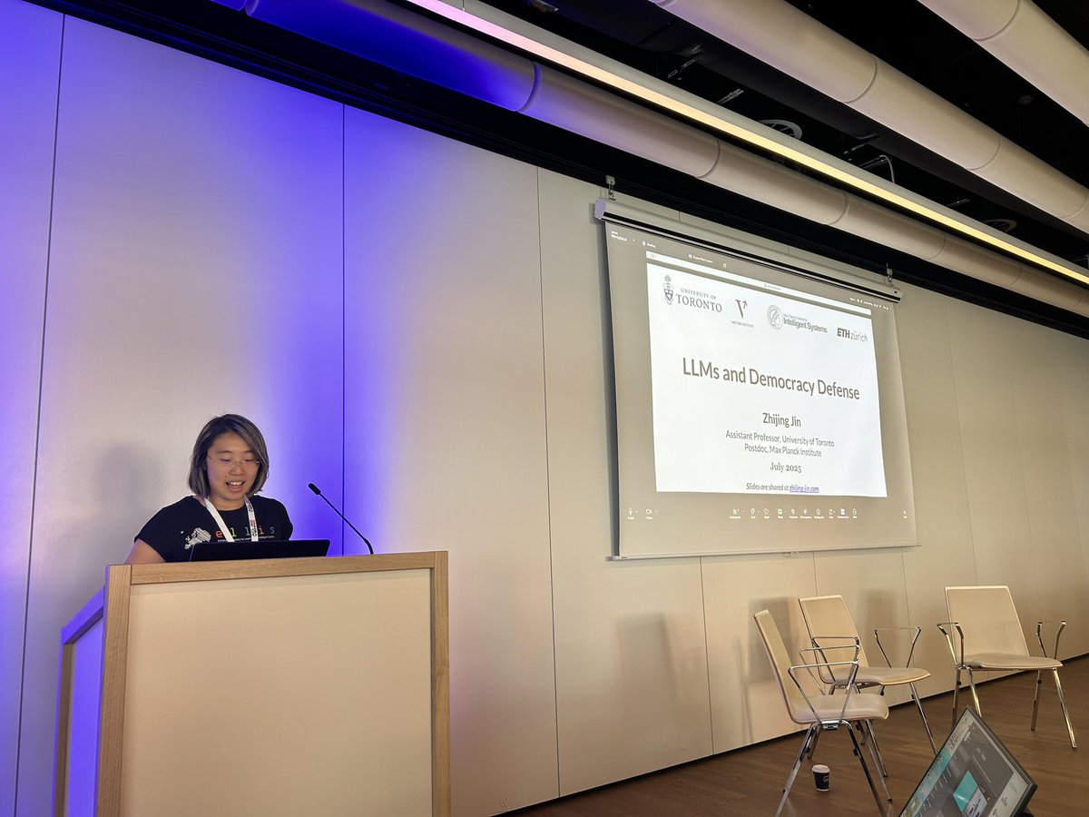NLP for Positive Impact Workshop (EMNLP 2024) (@nlp4posimpact) on Twitter photo Come join us for <a href="/ZhijingJin/">Zhijing Jin @ACL 2025 Vienna</a>’s keynote on LLMs and Democracy Defense!
#ResponsibleAI #ACL2025
📍 hall n.1 Come join us for <a href="/ZhijingJin/">Zhijing Jin @ACL 2025 Vienna</a>’s keynote on LLMs and Democracy Defense!
#ResponsibleAI #ACL2025
📍 hall n.1