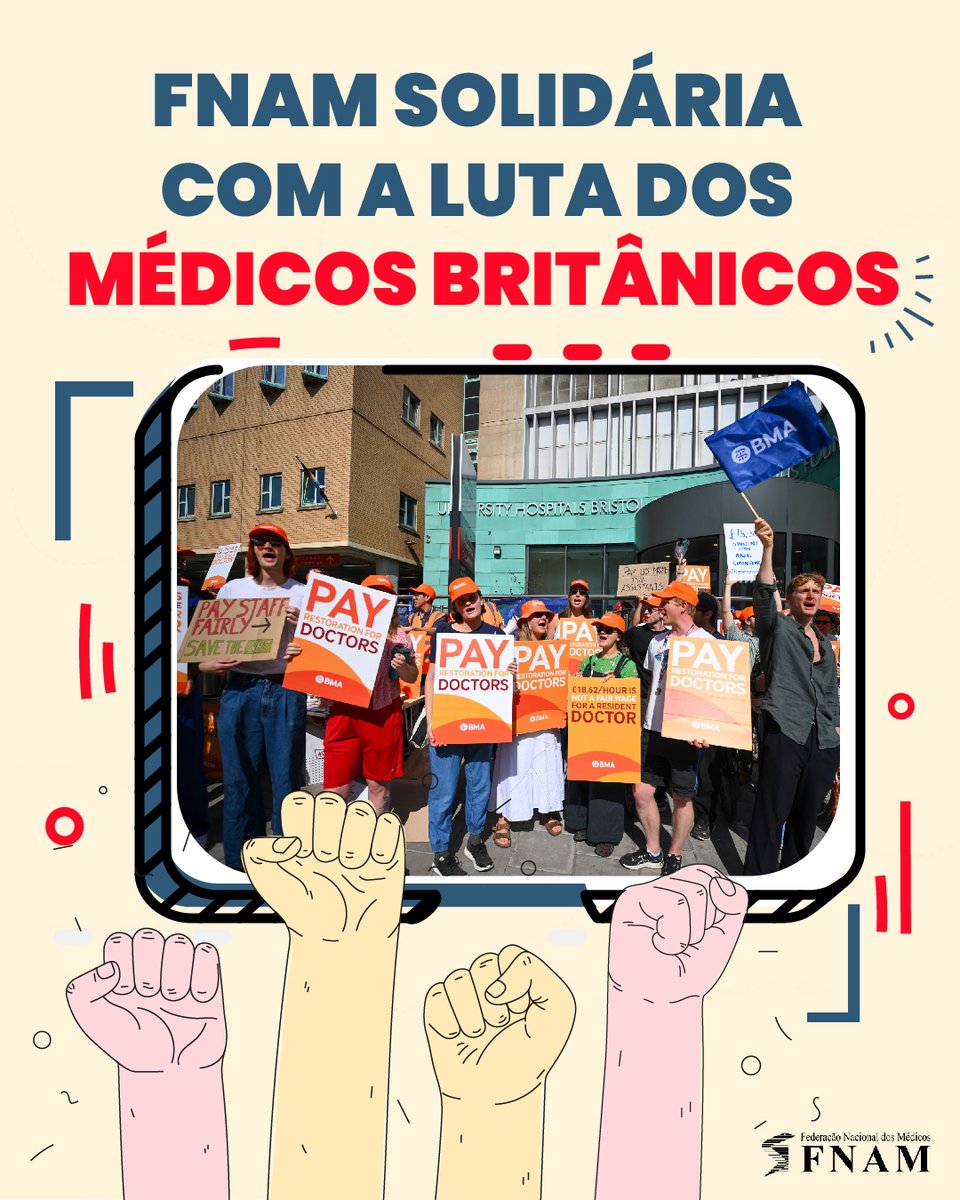 📢 FNAM stands in solidarity with UK Resident Doctors on strike

This fight is about dignity, respect, and protecting public healthcare.

We stand with you. Because defending doctors is defending patients.

+INFO: shorturl.at/R3iCs

<a href="/TheBMA/">The BMA</a> <a href="/BMAResidents/">Resident Doctors</a> 
#FNAM #Solidarity