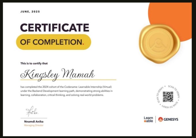 kings_techmedia's tweet image. Just wrapped up the Genesys Learnable Backend Internship 
Built real world skills. Solved real-world problems.
Next stop: building smarter systems. 🚀

#BackendDev #Learnable2024 #TechInternship #Genesys #SoftwareEngineering