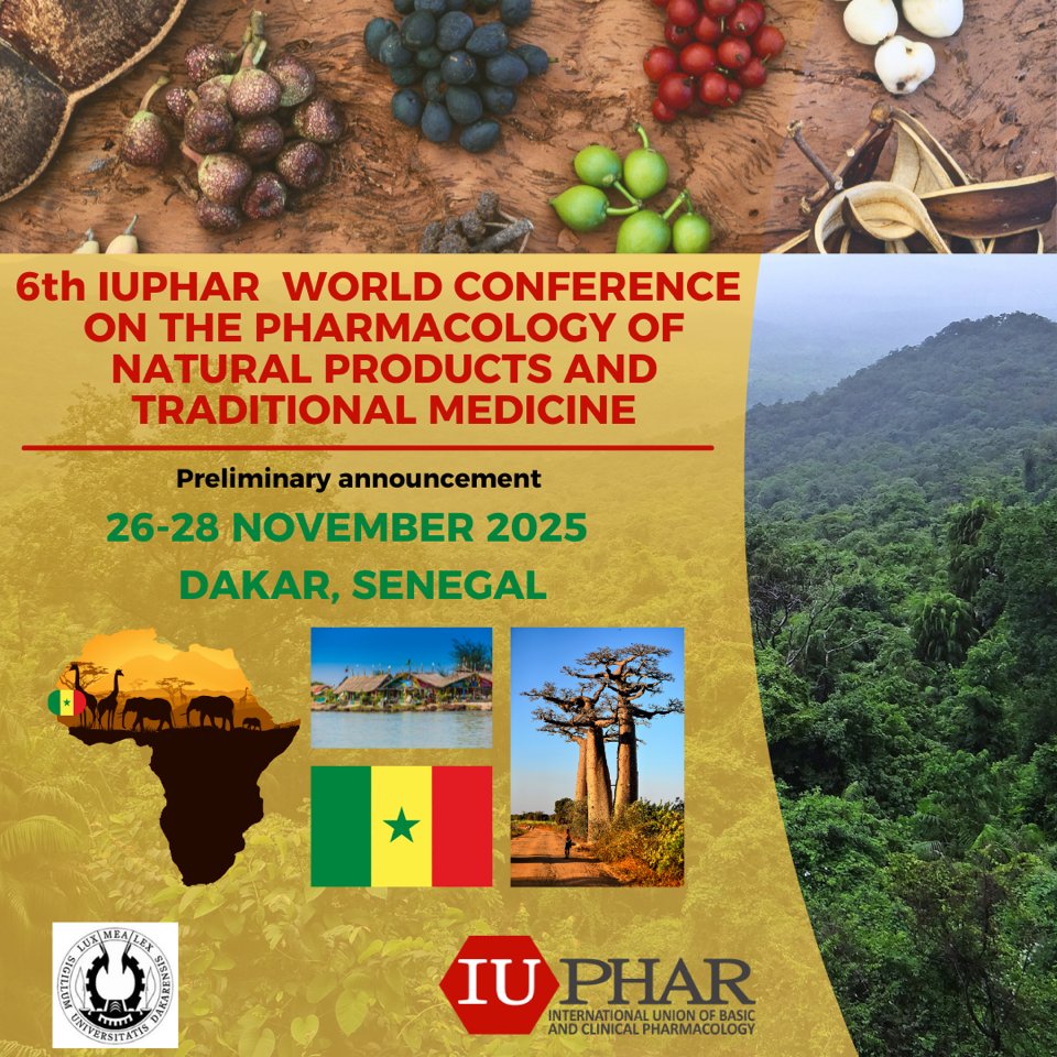 📢 Estão abertas as submissões de resumos para a 6th World Conference on the Pharmacology of Natural Products and Traditional Medicine, que será realizada de 26 a 28 de novembro de 2025, em Dakar, Senegal.

📍Para mais informações, acesse: sbfte.org.br/estao-abertas-…