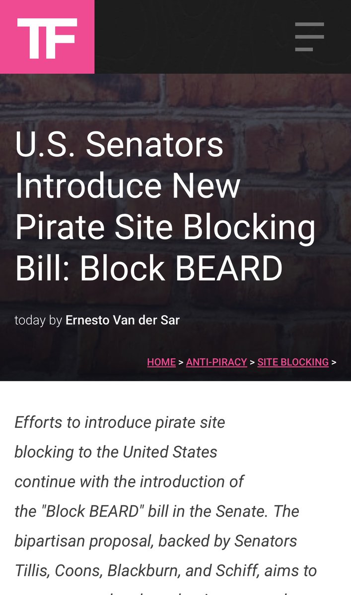 Pirat_Nation's tweet image. U.S. Senators Introduce New Pirate Site Blocking Bill: Block BEARD * 

torrentfreak.com/u-s-senators-i…