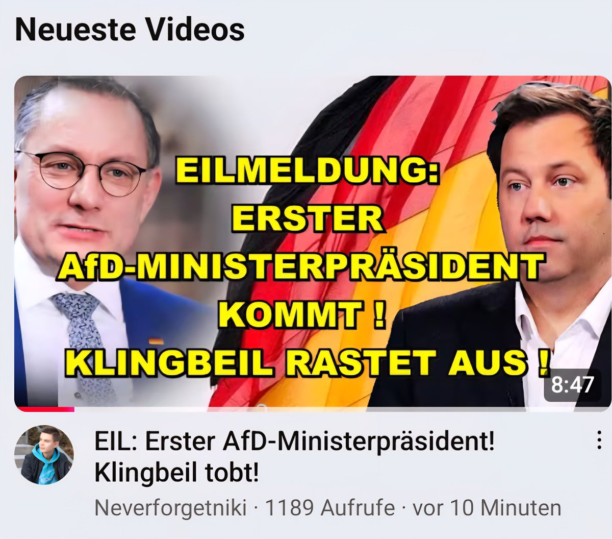+++ TEILEN +++
Ich unterstütze Ulrich Siegmund von der AfD als Ministerpräsident 2026 von Sachsen-Anhalt! Wer noch? Schaut hier mein neues Video dazu von heute: youtu.be/LqXrvXmyE-Q?si…