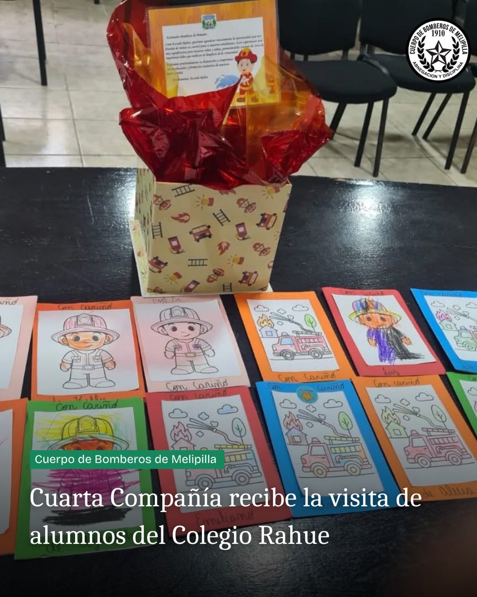 👨‍🚒👩‍🚒 La <a href="/CuartaPomaire/">CuartaPomaire</a> recibió la visita de la comunidad de la Escuela Rahue. 

Agradecemos la visita de sus estudiantes y profesores, quienes conocieron un poco más de nuestro trabajo en pos de la comunidad. 

Cuerpo de Bomberos de Melipilla. Abnegación y Disciplina 👨‍🚒👩‍🚒