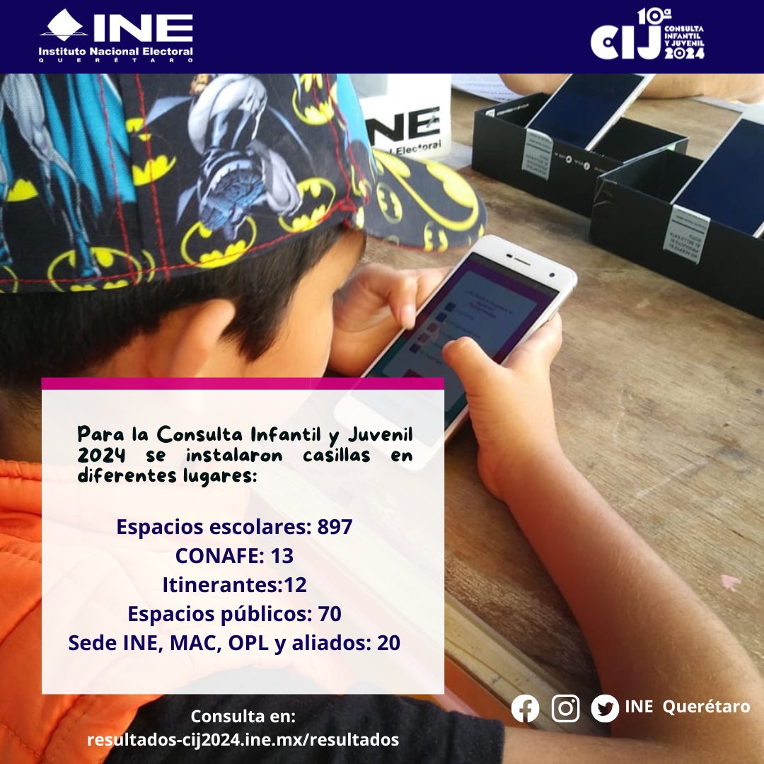 ¿Te interesa saber qué piensan las nuevas generaciones sobre su entorno? 👧🧒¡Conoce los resultados de la Consulta Infantil y Juvenil 2024! ine.mx/reportes-de-re… #CIJ2024