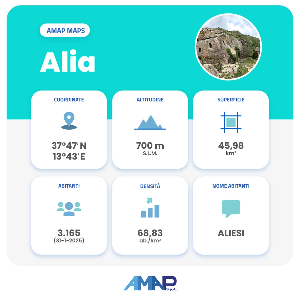 #amapmaps: Sapete che Alia è uno dei 53 Comuni attualmente soci di Amap?

È una cittadina sita sul versante sud-occidentale delle Madonie ed è anche conosciuta come "Città Giardino".

#AMAPSPA #cittàmetropolitanadipalermo  #servizioidricopalermo