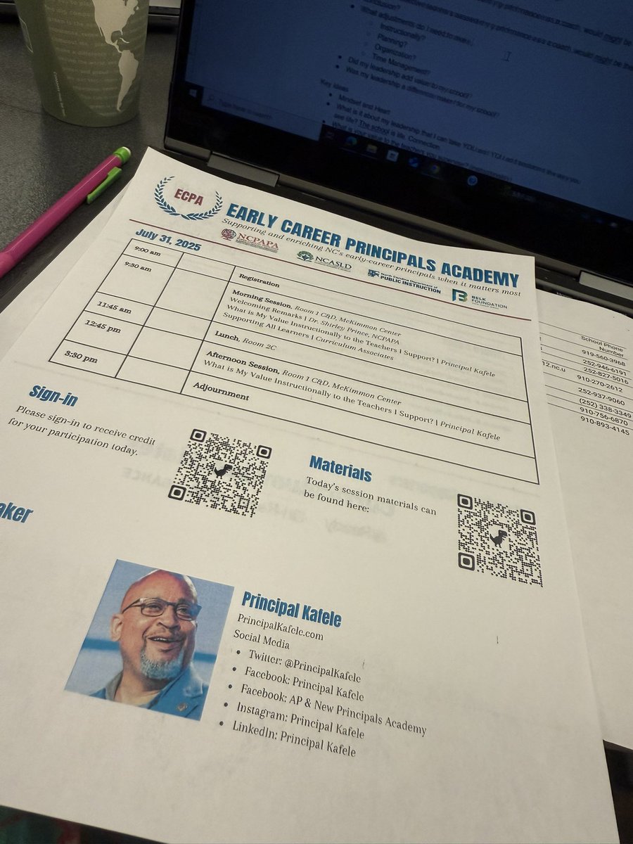 Excited to learn as I kick off year 1 as Principal! Thankful for this opportunity! <a href="/PrincipalKafele/">Principal Kafele</a> <a href="/ChocowinityMS/">Chocowinity Middle School</a> <a href="/NCPrincipals/">NCPAPA</a>