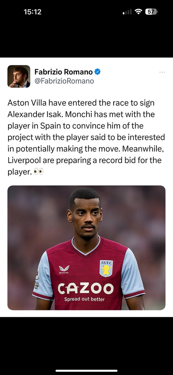 AVFCTransferHub's tweet photo. 👀👀👀👀 @FabrizioRomano 
#AVFC
#NUFC https://t.co/xPbc3Rwg5a