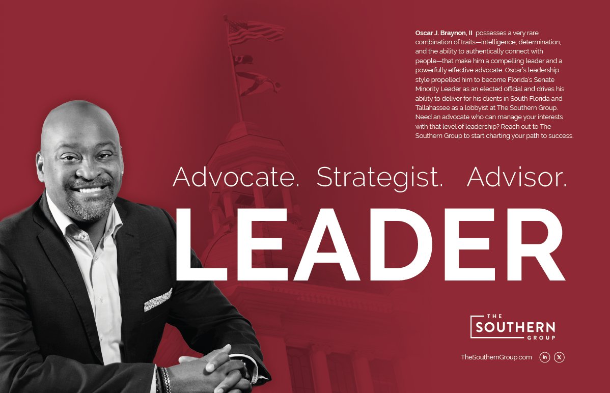 The Southern Group, Florida (@southerngroupfl) on Twitter photo A former elected official with a long history of policy wins, <a href="/oscarjb2/">Sen. Oscar Braynon II</a> is who you want on your team when you need to win. An advocate, strategist, advisor and influencer, he merges deep relationships with tactical knowledge to ensure his clients come out on top. #TeamTSG A former elected official with a long history of policy wins, <a href="/oscarjb2/">Sen. Oscar Braynon II</a> is who you want on your team when you need to win. An advocate, strategist, advisor and influencer, he merges deep relationships with tactical knowledge to ensure his clients come out on top. #TeamTSG