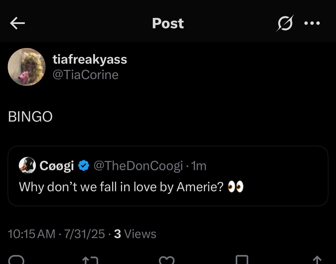 New <a href="/TiaCorine/">tiafreakyass</a> tomorrow and we just learned it samples “Why Don’t We Fall In Love” by Amerie 👀. 

Anticipation levels are now at 1000!