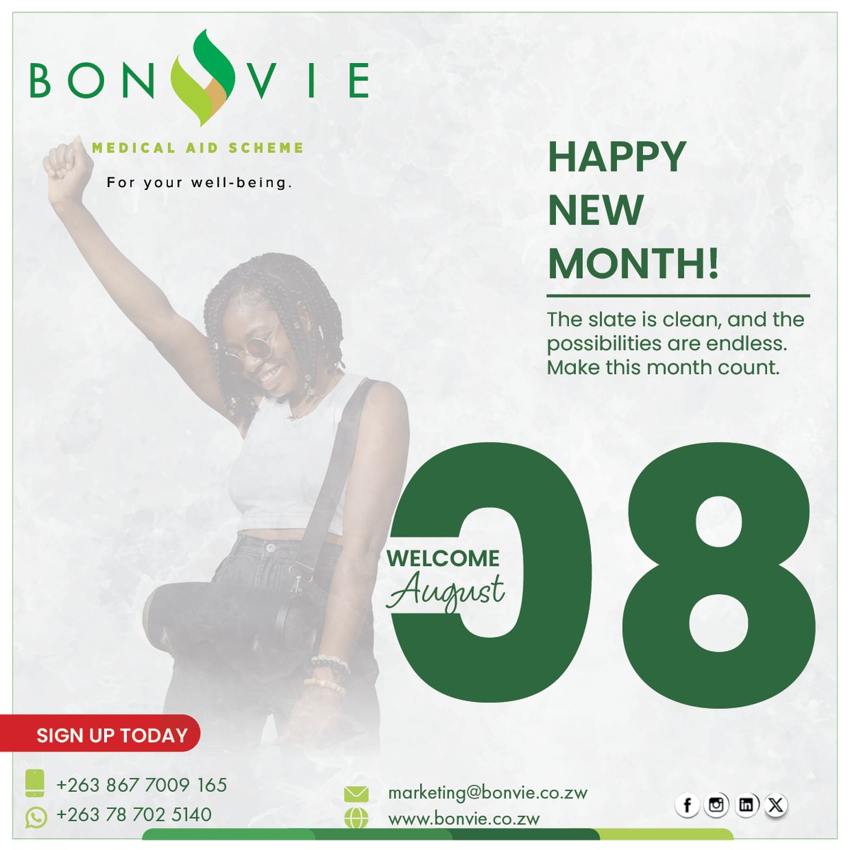 BonvieMedical's tweet photo. #August #newmonth The slate is clean, and the possibilities are endless. Make this month count.
Happy New Month!
#SwitchToBonVie #TheGoodLife https://t.co/rjsUj7BDzo