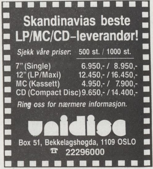 Telekonoid's tweet image. Pressing prices offered by Norwegian #Unidisc in 1993 (a krone then was about 10p)

A 1000 CD's for NOK14400 seemed a bargain for the budding indie artist, as CD's usually sold for ten times that price in the record store