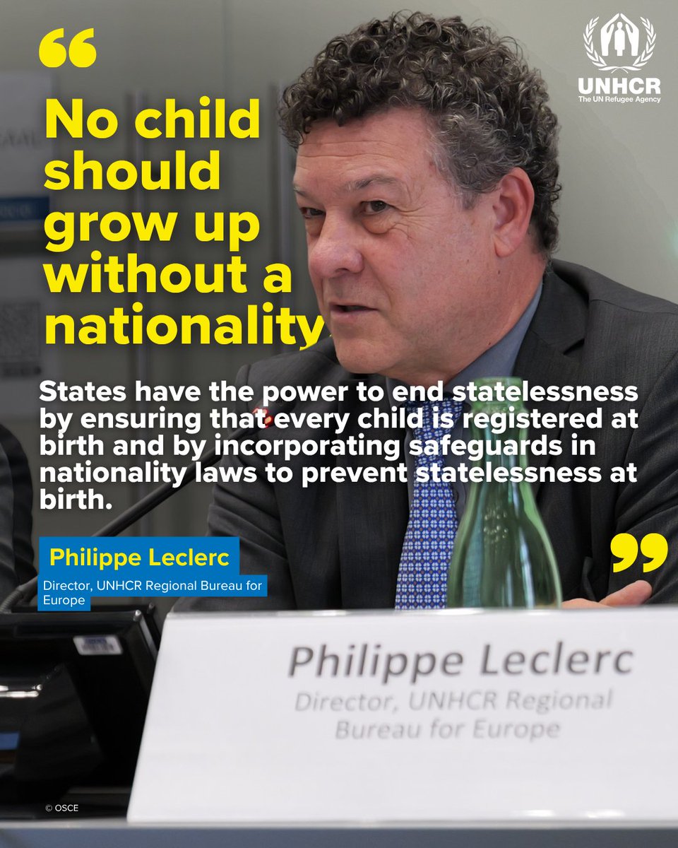 🚨 A stateless child is born every 10 minutes.

New <a href="/Refugees/">UNHCR, the UN Refugee Agency</a> <a href="/OSCE/">OSCE</a>/<a href="/oscehcnm/">OSCE High Commissioner on National Minorities</a>/<a href="/osce_odihr/">OSCE/ODIHR</a>  publication shows how governments can prevent childhood statelessness—and why they must.

📘 Read more: bit.ly/454BMuZ