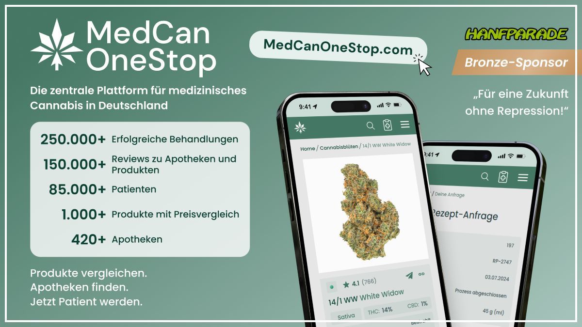 MedCanOneStop ist Förderer der #Hanfparade2025 und die zentrale Plattform für medizinisches Cannabis in Deutschland.