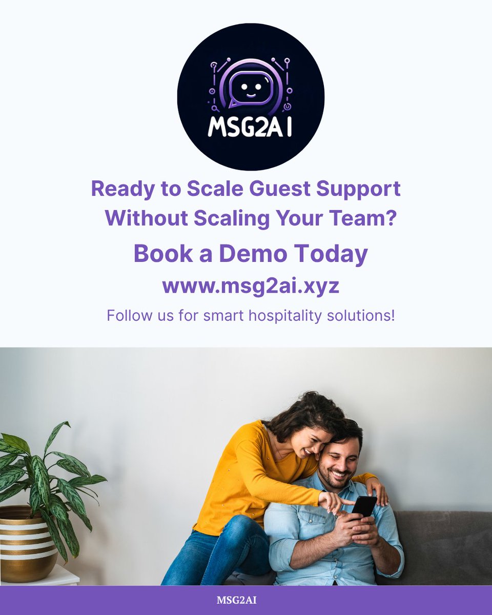 msg2ai's tweet image. They booked through Airbnb.
You impressed them with Msg2AI 💬
📲 24/7 replies
 🤖 AI concierge that learns
 📅 Book a demo → msg2ai.xyz
 🔔 Follow us for smarter STR hosting
#Msg2AI #STRTech #AirbnbAutomation #HostSmarter