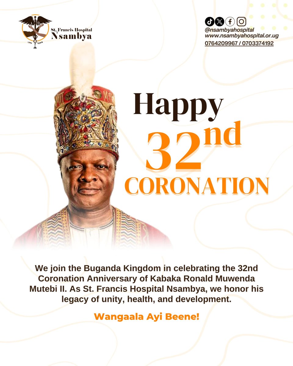 Olwa leero nga Ssabasajja Ronald Muwenda Mutebi II ajjaguza amatikiira ge ag'omulundi ogwa asaatu mu ebiiri (32), tumuyoza yoza, era tu jjaguliza wamu ne Beene, era n'oBuganda bwona! 

Wanyala ayi Bemba! 

#NsambyaHospital