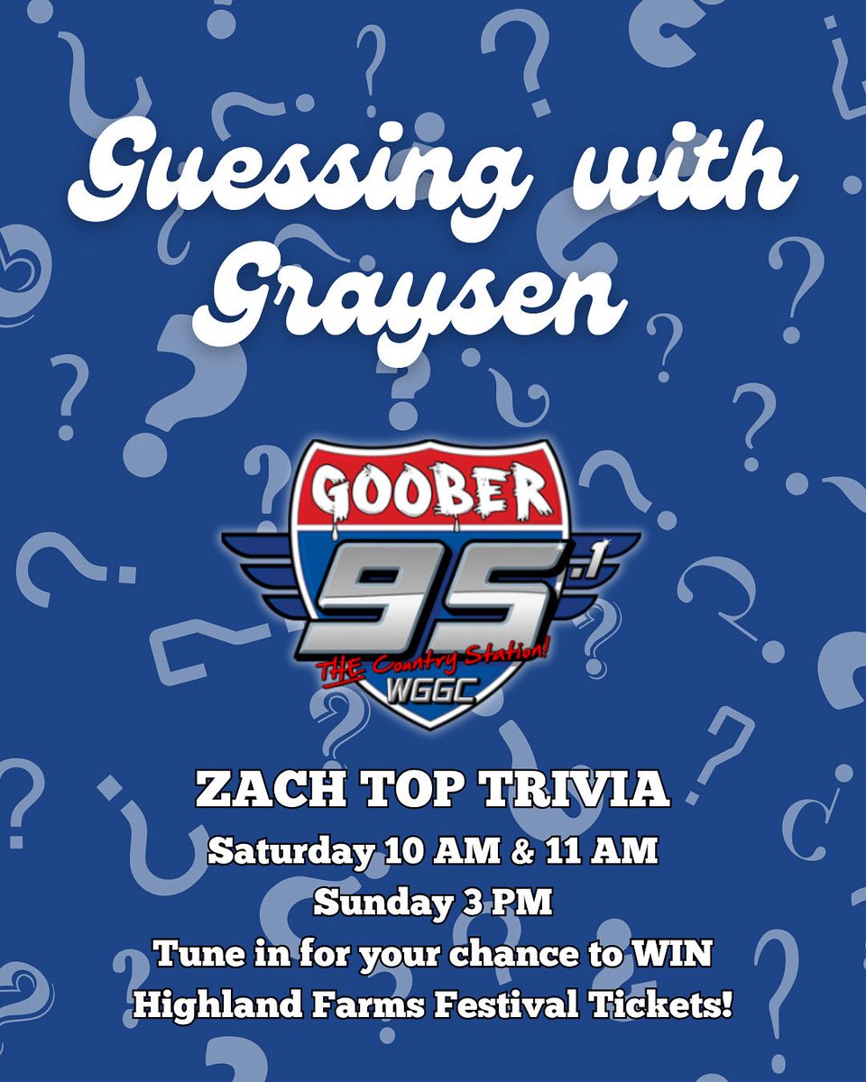 Tune in this weekend for some Zach Top trivia to win some Highland Farms Festival tickets!! 🎟️🎸🎙️