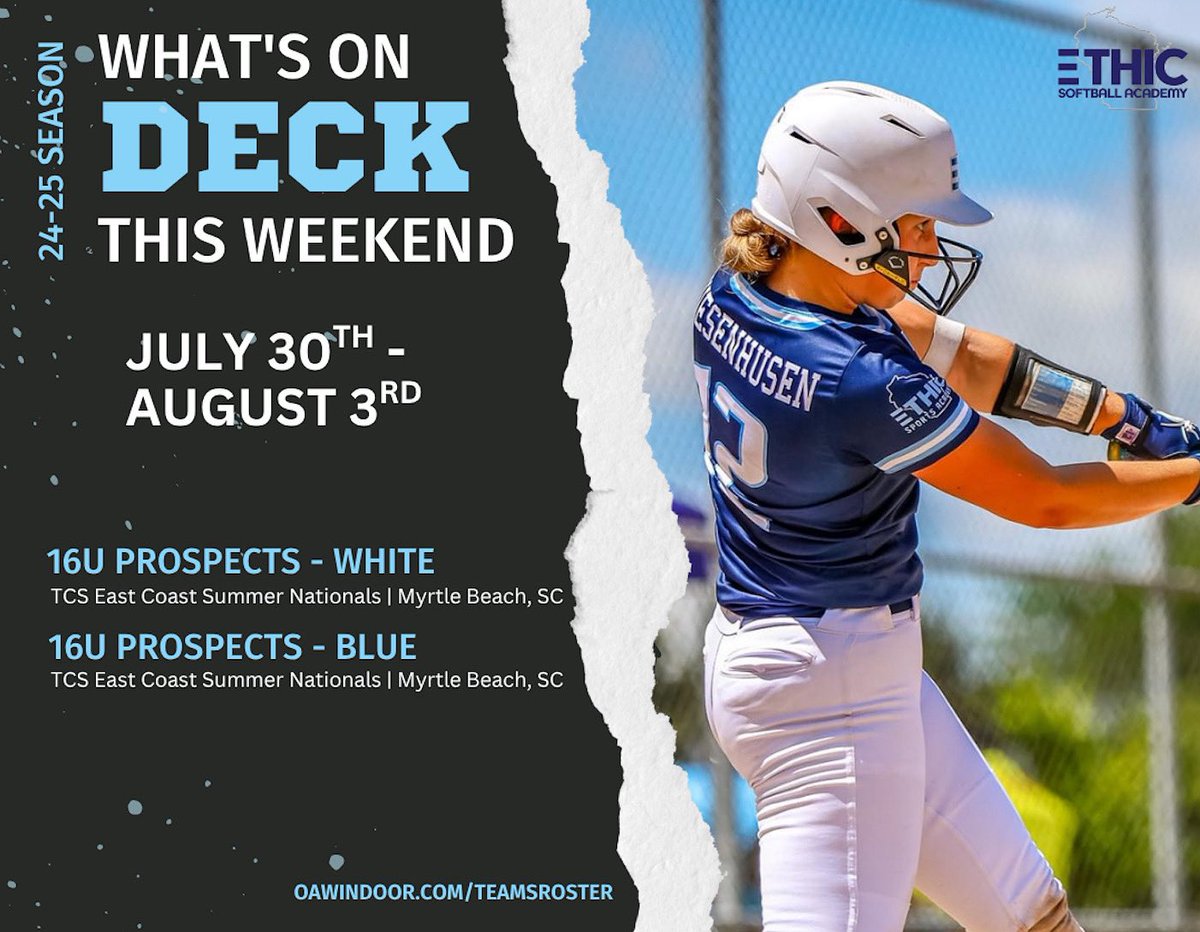 Good luck to the ESA 16U Prospects - White &amp; 16U Prospects - Blue at the TCS East Coast Summer Nationals in Myrtle Beach, SC! 🥎🔥