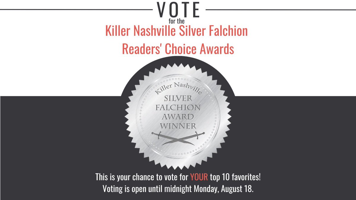 KillerNashville's tweet photo. Voting for the 2025 Killer Nashville Silver Falchion Readers' Choice Awards is officially open! 

Visit https://t.co/98l0fDdACh to cast your vote or to find for more information. 

#killernashville #silverfalchion #writing #publishing https://t.co/DKcT53HFgQ