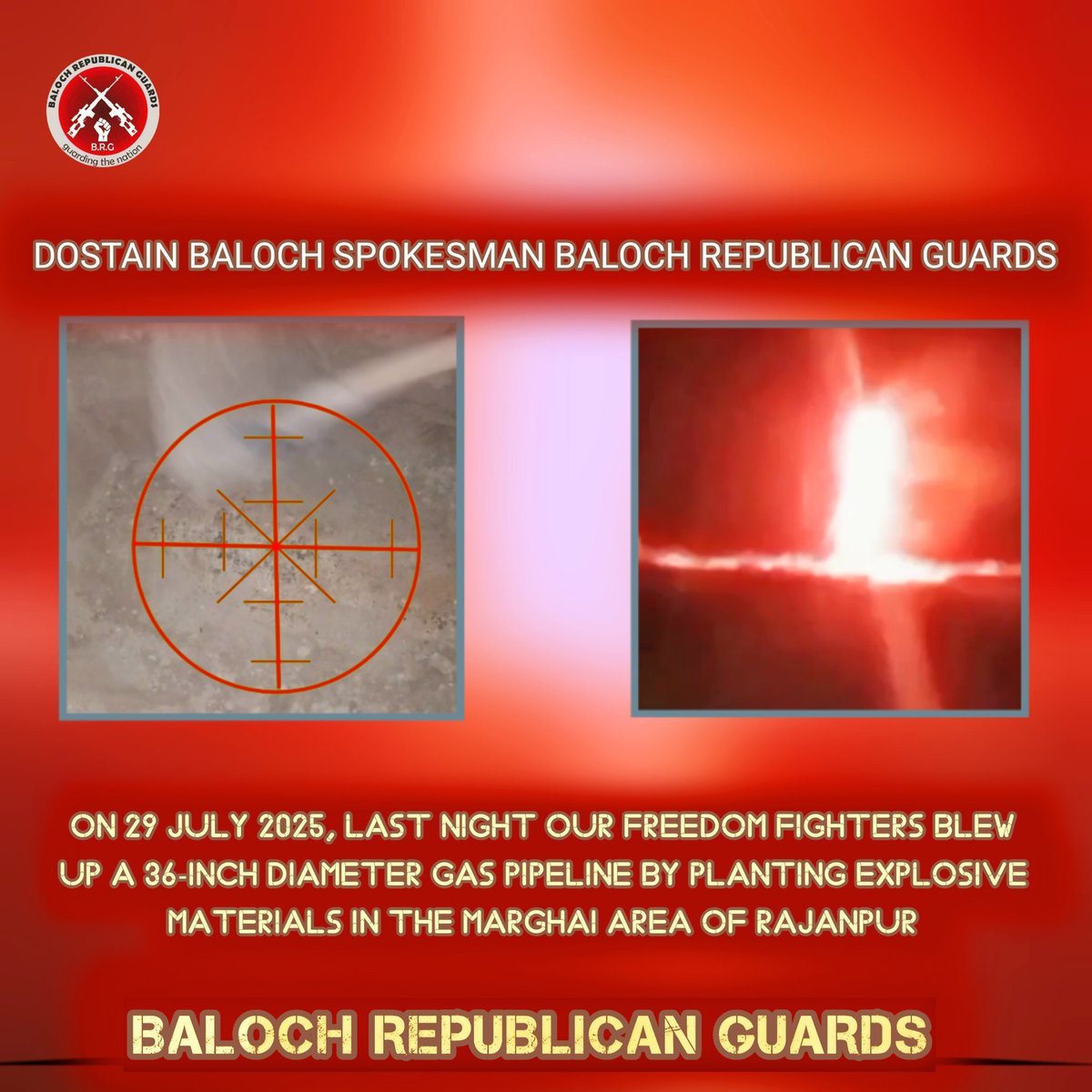 TracTerrorism's tweet image. Baloch Republican Guards (#BRG) Militants Conducted Three Separate Assaults (#IED &amp;amp; Armed #Assaults) Targeting Pakistani Forces in #Dhadar, #Rajanpur, and #Sohbatpur, #Balochistan, #Pakistan
Read more: trackingterrorism.org/chatter/brg-bo…