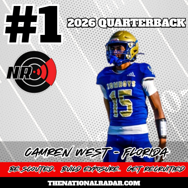 Camren West — QB • Osceola High School (Kissimmee, FL) • Class of 2026

National Radar Ranking: #1 quarterback in the Class of 2026

Camren West is a polished, high-character quarterback already ranked as the #1 National Radar QB in the 2026 class. He brings a compact but