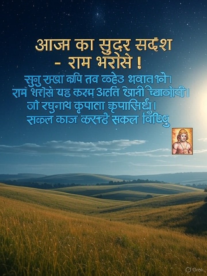 "राम"
                         🌹
"सुनु सखा कपि तब कहऊ भवानी।
 राम भरोसे यह करम अति खानी।
 जो रधुनाथ कृपाला कृपासिंघु।
 सकल काज करै सकल विधि सिंधु।

"राम शांति का सरोवर , सत्य का तैज!
"राम तो भक्तों के लिए  वसंत की फुहार!
"राम हर बाधा हर भरोसा पार करते