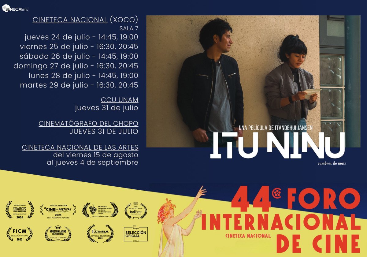 Benuca Films (@benucafilms) on Twitter photo Continúa el #44Foro de la <a href="/CinetecaMexico/">Cineteca Nacional</a> y nuestro estreno #ItuNinu sigue su recorrido. HOY jueves 31 de julio estará exhibiendo en <a href="/FilmotecaUNAM/">Filmoteca UNAM</a> CCU UNAM y en el Cinematógrafo del Chopo.
Boletos y horarios en el sitio web de Filmoteca UNAM. Continúa el #44Foro de la <a href="/CinetecaMexico/">Cineteca Nacional</a> y nuestro estreno #ItuNinu sigue su recorrido. HOY jueves 31 de julio estará exhibiendo en <a href="/FilmotecaUNAM/">Filmoteca UNAM</a> CCU UNAM y en el Cinematógrafo del Chopo.
Boletos y horarios en el sitio web de Filmoteca UNAM.