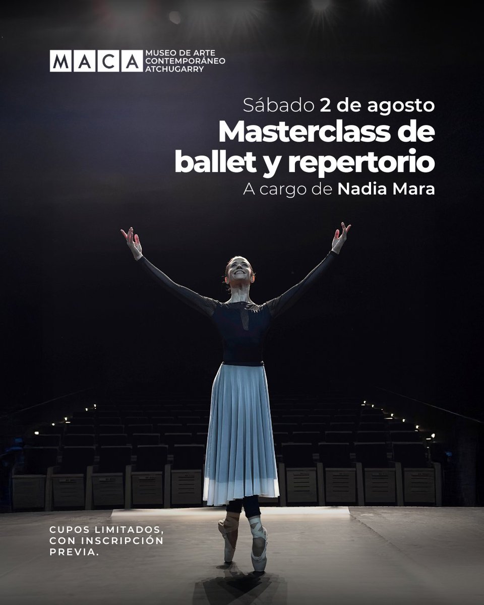 museoatchugarry's tweet photo. 🩰 Durante las masterclasses de ballet con Nadia Mara en el Teatro MACA (2 y 9 de agosto), se otorgarán becas para participar en Open Art 2025, concurso internacional de ballet para jóvenes de 9 a 20 años.

📅 Concurso: 12 al 14/9 – Rosario, Argentina https://t.co/TXNJkr1fHz