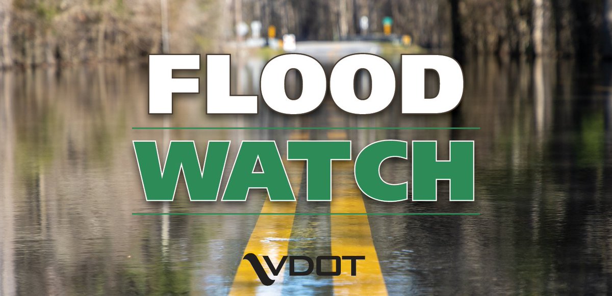 A #FloodWatch is in effect this PM with storms and heavy rain in the forecast.

⚠️ Follow <a href="/NWS_BaltWash/">NWS Baltimore-Washington</a> for alerts
🌊 Do NOT cross flooded roads
🚘 Keep headlights on with wipers
🐢 Slow down
#TurnAroundDontDrown

Report flooding: my.vdot.virginia.gov or 800-FOR-ROAD