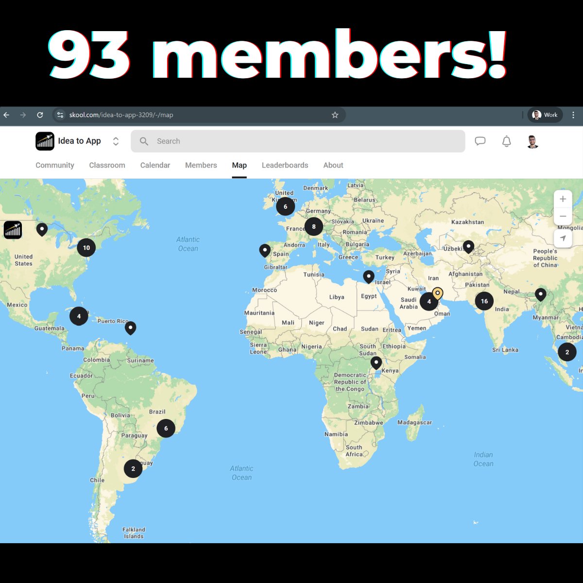 Only 7 spots left for founding members! 

Just look at this map

A truly global community established in just a few days.
93 people. 
All learning to turn ideas into reliable apps using AI

This is the final call to join them for just $1/month.
Once we hit 100 members, the price