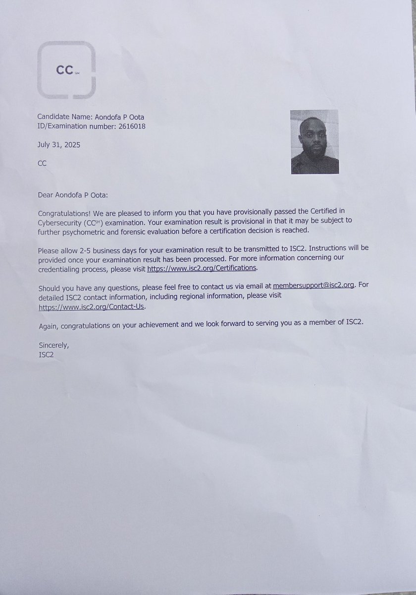 spectreNBA's tweet image. Celebrate your little wins they say!

Perfect July dump came on the 31st july. 
I am ISC² certified in cyber security..🥳

I want more intense hands on deck, someone give me an opportunity 🙏

I feel more motivated.