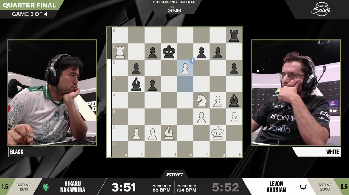 After 26.e6+! Aronian is close to hitting back against Nakamura! chess.com/events/2025-es…