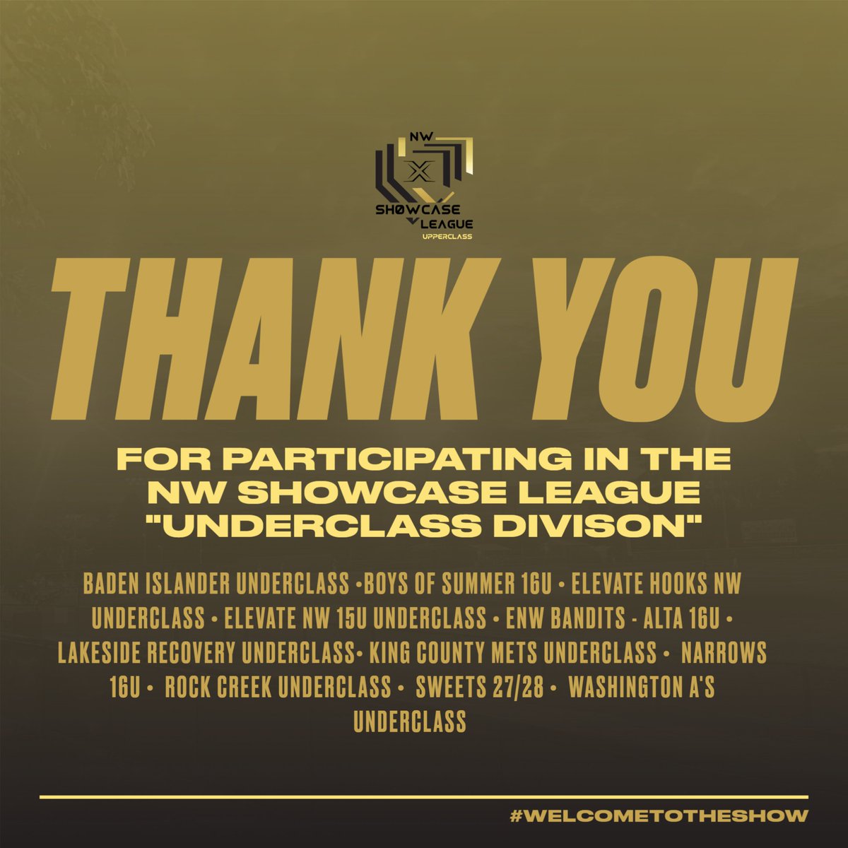 Thank you for playing in the NW Showcase league!!  Looking forward to what year 3 of the Underclass division will bring!  Be on the look out for all-league teams!  #nwshowcaseleague #underclassdivision #welcometotheshow