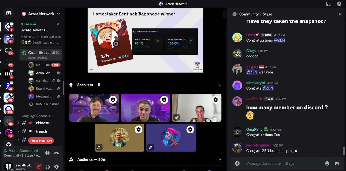 SerialNodes's tweet image. New record attendance for the first @aztecnetwork Townhall 🪿🏦 in the new Adversarial Testnet 🌐. 

More than 800 community members have assisted to see the most recent news 📰👀

Presented by: @DavidSteinrueck @clairekart
@Amin_3X @Koenmtb1 @realRoberto38
