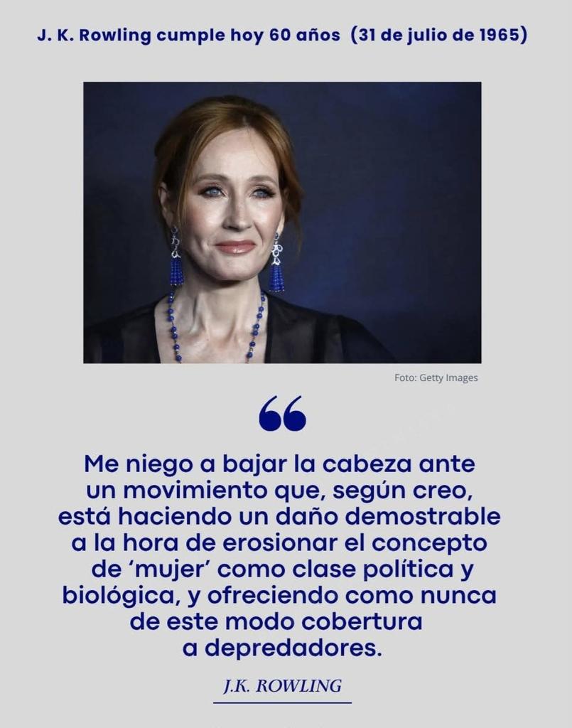 Felicidades a la célebre escritora y activista feminista anti trans
J.K. Rowling.