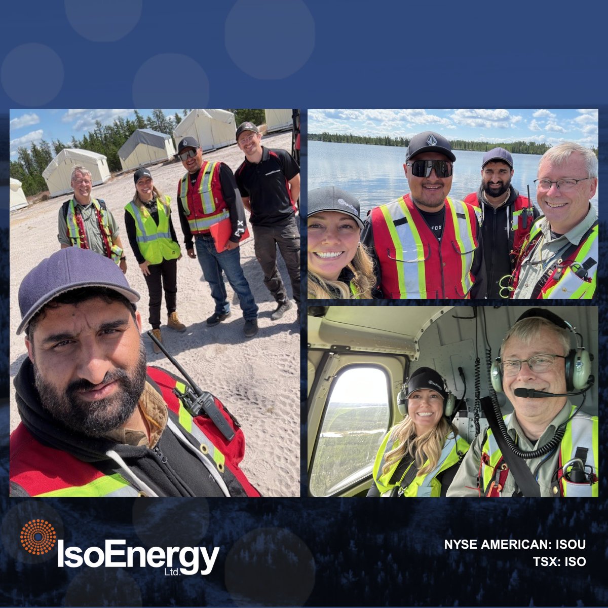 This week, IsoEnergy had the privilege of welcoming Ian Donard, the Community Land Technician (CLT) from Ya’ thi Néné (YNLR), to our Laroque East and Hawk exploration sites.

Our VP Exploration, Dan Brisbin, Director, External Relations, Sarah Skett, and Exploration Geologist,