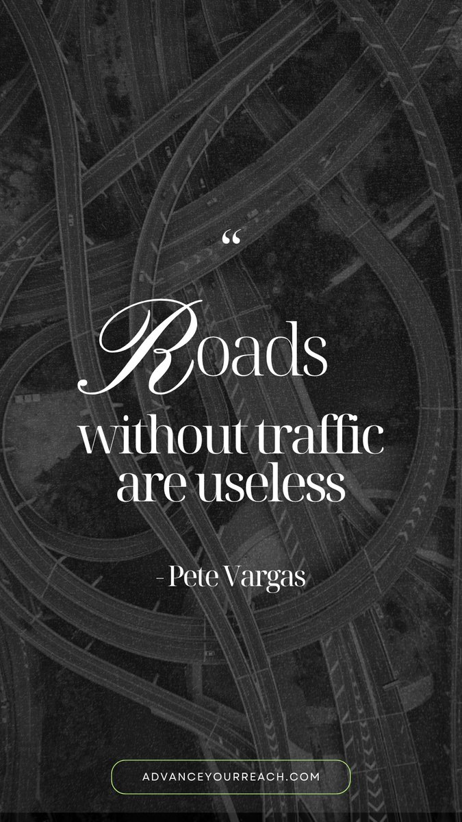 The Fastest Way to Get More Clients—Guaranteed
🚧 The Fastest Way to Get More Clients—Guaranteed

"Roads Without Traffic are Useless"

Whether it’s your website, podcast, funnel, or lead magnet—if no one’s showing up, it’s not working.

Traffic = Clients.
So how do you actually