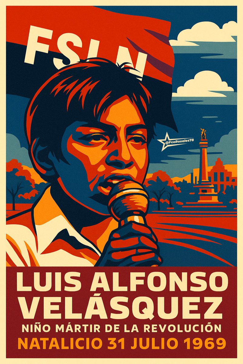 Francisco Rosales 🇳🇮 (@fcorosales78) on Twitter photo Un #31Julio de 1969, nació Luis Alfonso Velásquez Flores, niño revolucionario y mártir de la causa Sandinista, quien desde su corta edad participó activamente en la lucha del FSLN y a quien recordamos como “El Grillo”.
#TodosSomosDaniel
<a href="/corpav_m/">Carnitas Sandinista ❤🖤❤🇳🇮</a> <a href="/RDRFSLN_/">RDRFSLN_🇳🇮❤🖤</a> <a href="/jcsankings/">Juan Carlos Sánchez</a> <a href="/Atego16/">@🅰🆃🅴🅶🅾 🇳🇮</a> Un #31Julio de 1969, nació Luis Alfonso Velásquez Flores, niño revolucionario y mártir de la causa Sandinista, quien desde su corta edad participó activamente en la lucha del FSLN y a quien recordamos como “El Grillo”.
#TodosSomosDaniel
<a href="/corpav_m/">Carnitas Sandinista ❤🖤❤🇳🇮</a> <a href="/RDRFSLN_/">RDRFSLN_🇳🇮❤🖤</a> <a href="/jcsankings/">Juan Carlos Sánchez</a> <a href="/Atego16/">@🅰🆃🅴🅶🅾 🇳🇮</a>