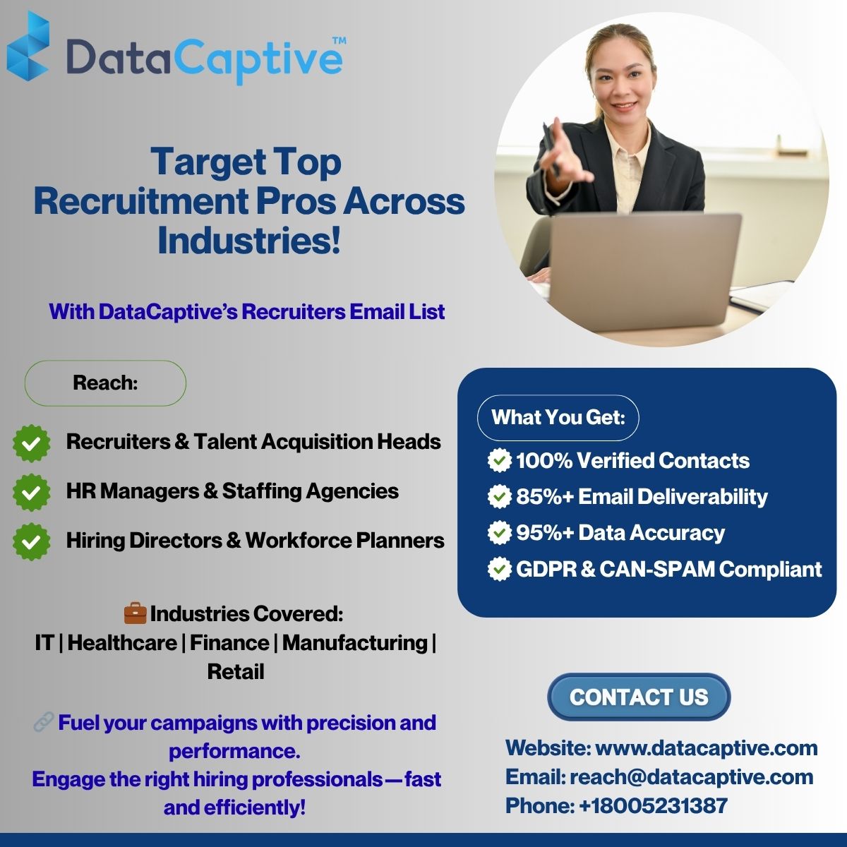 RubyMathew007's tweet image. 🚀 Target top recruiters, HR managers &amp;amp; staffing pros with DataCaptive’s Recruiters Email List!

✅ 100% Verified
✅ 85%+ Deliverability
✅ Data Compliant

🎯 Perfect for HR tools &amp;amp; B2B offers.

📩 Get started: tinyurl.com/mwbaa94h

#RecruitersEmailList #HRContacts #LeadGen