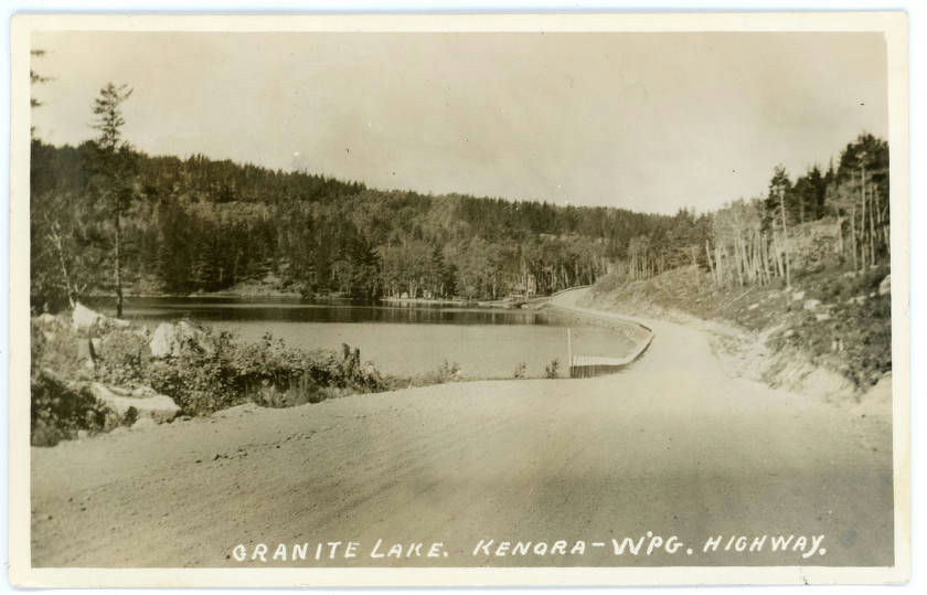 From 1933. A gravel highway next to a lakeshore in the Canadian Shield between Kenora and Winnipeg.

For this photo and more visit
pastforward.winnipeg.ca

#tbt #PastForward #winnipeg