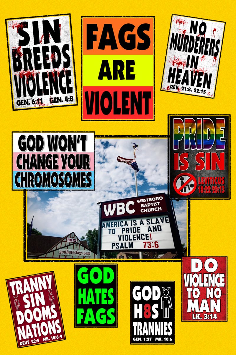 Westboro Baptist Church (@wbcpreaches) on Twitter photo It's no wonder the murderer Carlos Slaughter considered it a safe haven.
We all know, after all, that sodomites are violent.
Read Genesis chapter 19 and Judges chapter 19 for some supporting evidence.
Be wise: fear God and REPENT!
<a href="/VisitTopeka/">Visit Topeka</a> <a href="/philreports/">Phil Anderson</a> <a href="/coltergrobinson/">Colter Grant Robinson</a> It's no wonder the murderer Carlos Slaughter considered it a safe haven.
We all know, after all, that sodomites are violent.
Read Genesis chapter 19 and Judges chapter 19 for some supporting evidence.
Be wise: fear God and REPENT!
<a href="/VisitTopeka/">Visit Topeka</a> <a href="/philreports/">Phil Anderson</a> <a href="/coltergrobinson/">Colter Grant Robinson</a>