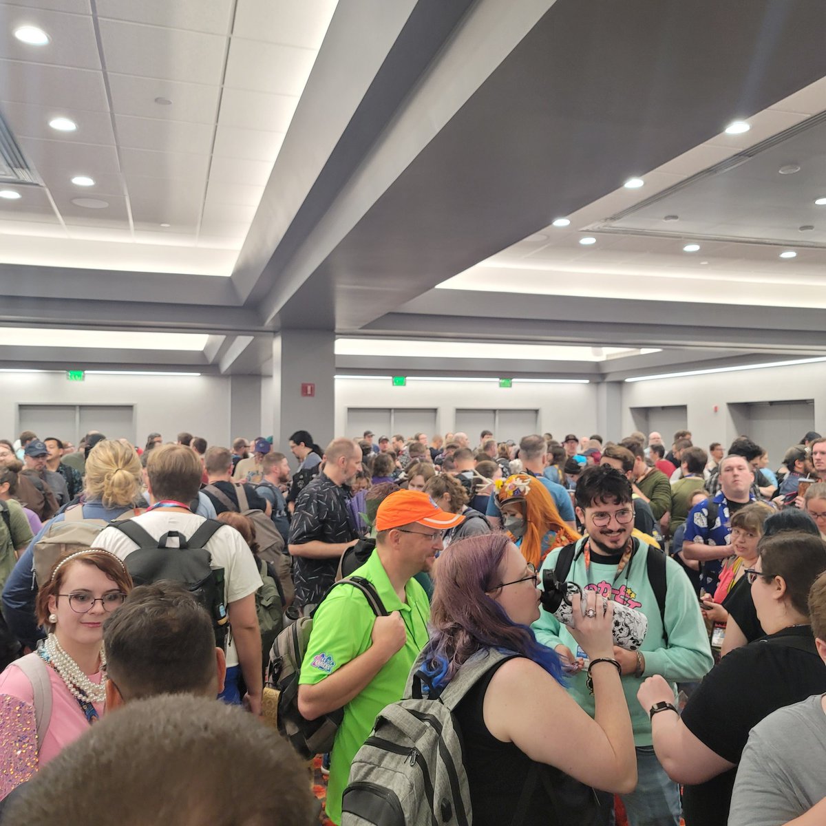 In line at #gencon waing for the #Daggerheart panel. My most anticipated panel of the weekend right at the start!! Thank you <a href="/DarringtonPress/">Darrington Press</a> !!