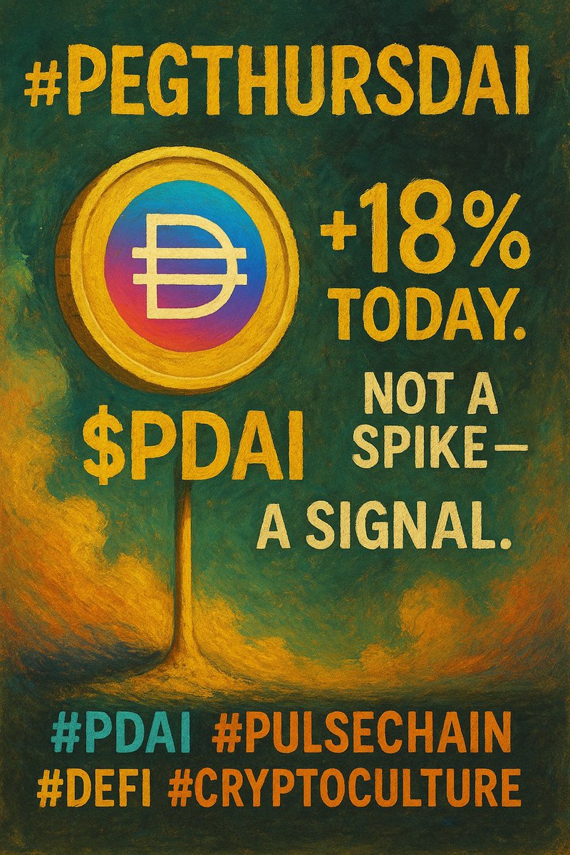 zztan699's tweet image. +18% today.
Not a spike —
a signal.

Momentum is building.
Conviction is louder.
The culture is waking up.

This is what #PegThursDai looks like in motion.
You in Pdai or still watching?

#PDAI #PulseChain #DeFi #CryptoCulture #PegThursDai