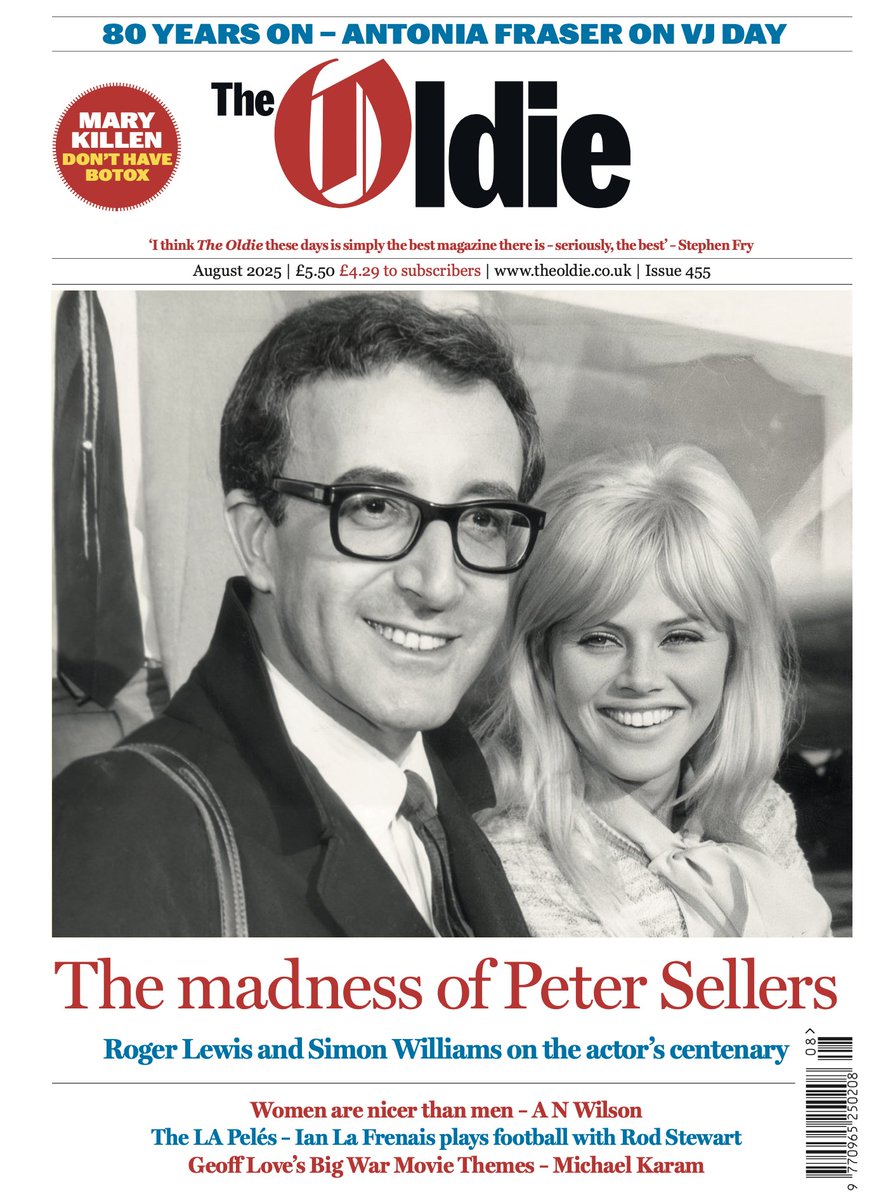 OldieMagazine's tweet photo. STOP PRESS! The August issue of The Oldie is OUT NOW! On news stands and app...featuring Roger Lewis on Peter Sellers, Michael Karam on Geoff Love, Lady Antonia Fraser on VJ Day, Ian La Frenais on Rod Stewart and more! @oldiemagazine #outnow #AugustIssue https://t.co/luABPOTolX