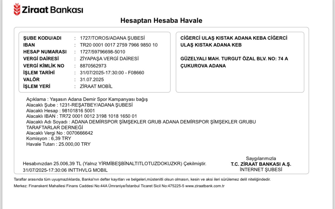 #YasasinDemirspor kampanyamıza 25.000 TL’lik destekte bulunan Ciğerci Ulaş’ın  işletme sahibi Ulaş Kıstak’a katkılarından dolayı teşekkür ediyoruz.

Birlikte güçlüyüz,birlikte varız.